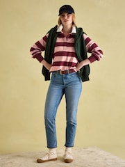 Joules Sammie Pink & Red Striped Heavyweight Cotton Rugby Shirt - Image 6 of 7