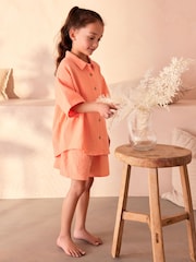 Orange 100% Cotton Button Through Short Pyjamas (6-16yrs) - Image 5 of 8
