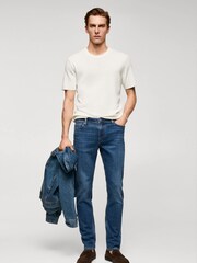 Mango Blue Slim Fit Jeans - Image 3 of 7