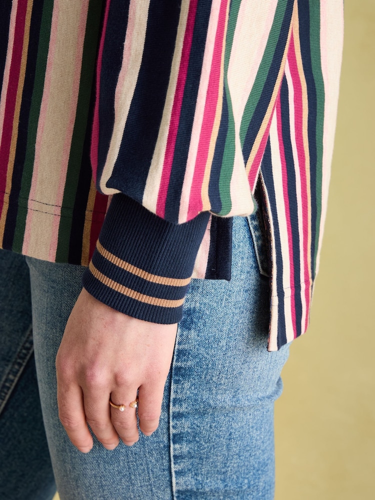 Joules Sammie Multi Striped Heavyweight Cotton Rugby Shirt - Image 5 of 7