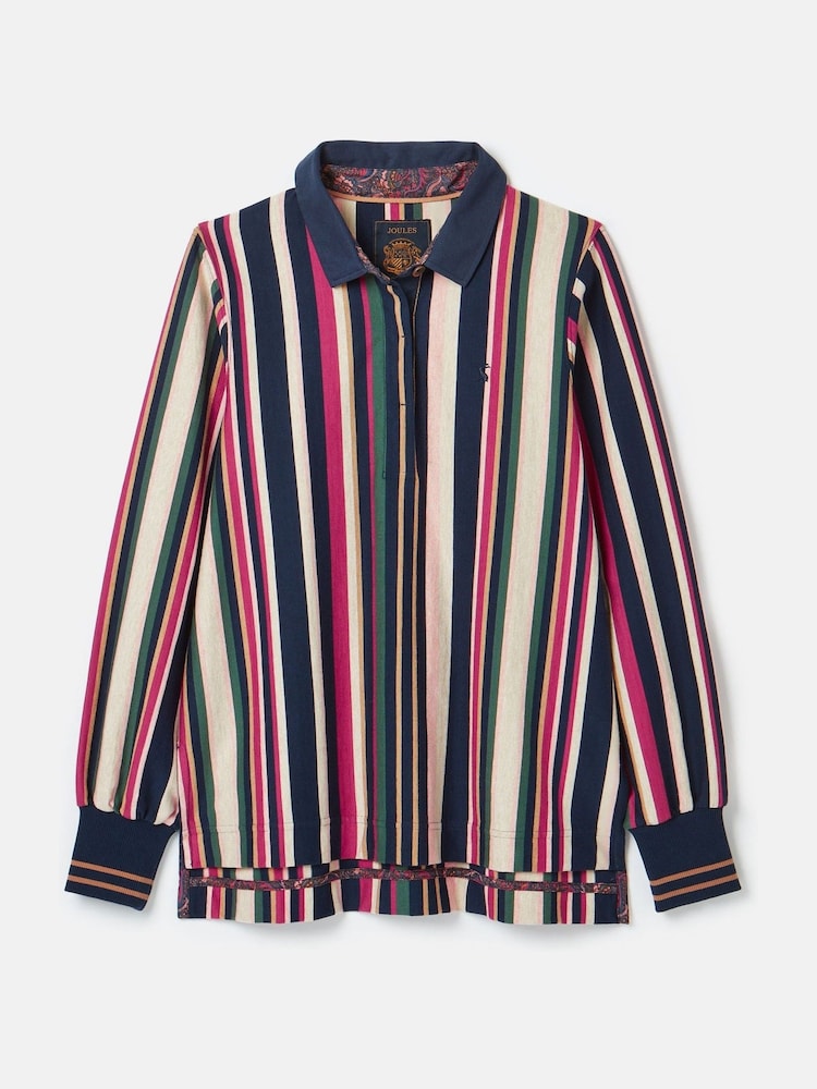 Joules Sammie Multi Striped Heavyweight Cotton Rugby Shirt - Image 7 of 7