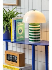 Leitmotiv Retro Green W. White Rayado Bright Table Lamp - Image 1 of 4