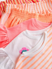 Fluro Orange/Pink Ruffle Short Sleeve Pyjamas 3 Pack (9mths-16yrs) - Image 10 of 11