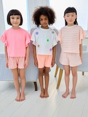 Fluro Orange/Pink Ruffle Short Sleeve Pyjamas 3 Pack (9mths-16yrs) - Image 2 of 11