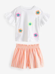 Fluro Orange/Pink Ruffle Short Sleeve Pyjamas 3 Pack (9mths-16yrs) - Image 7 of 11