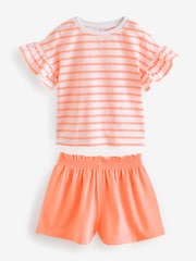 Fluro Orange/Pink Ruffle Short Sleeve Pyjamas 3 Pack (9mths-16yrs) - Image 8 of 11