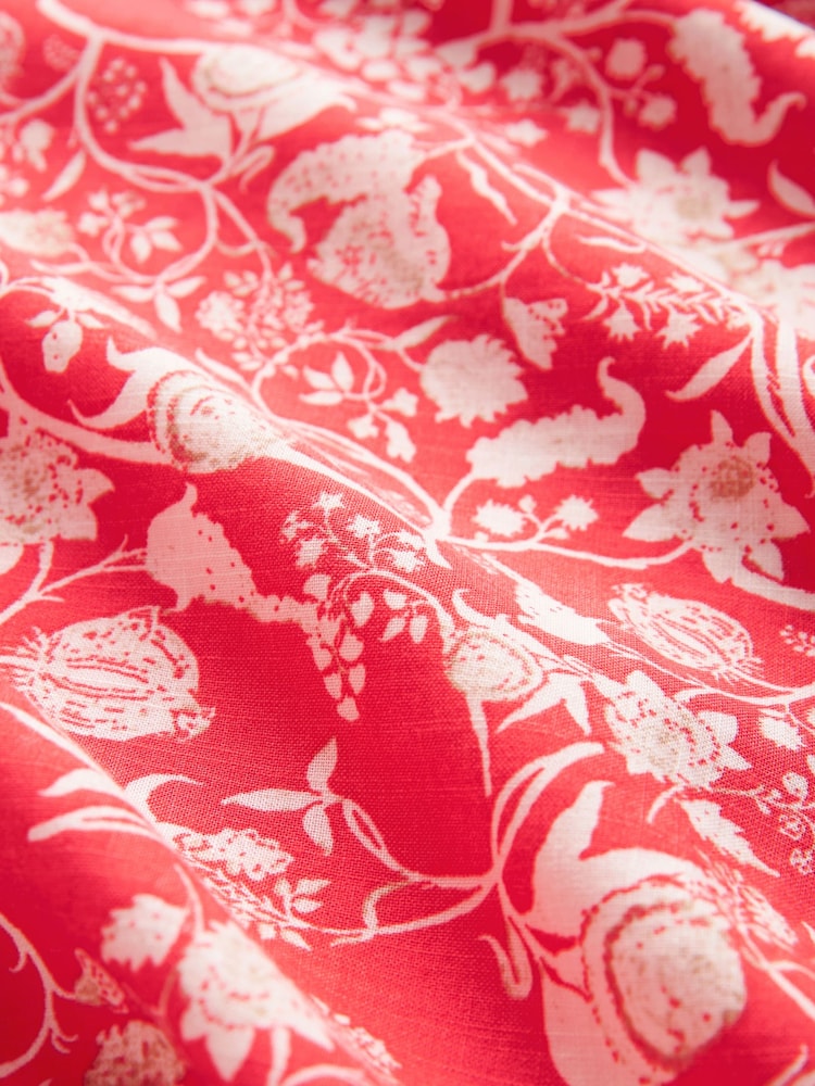 Red/White Ditsy Floral Print Flutter Sleeve Summer Mini Dress - Image 6 of 6
