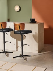 MADE.COM Charcoal Grey Amalyn Bar Stool in Velvet - Image 1 of 4