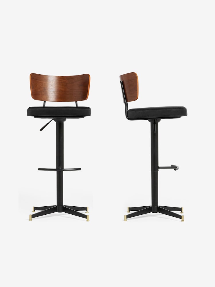 MADE.COM Charcoal Grey Amalyn Bar Stool in Velvet - Image 4 of 4