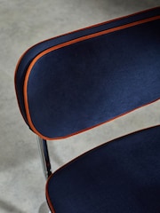 MADE.COM Set of 2 Dark Blue with Cinnamon Piping Parker Dining Chairs in Velvet - Image 3 of 3