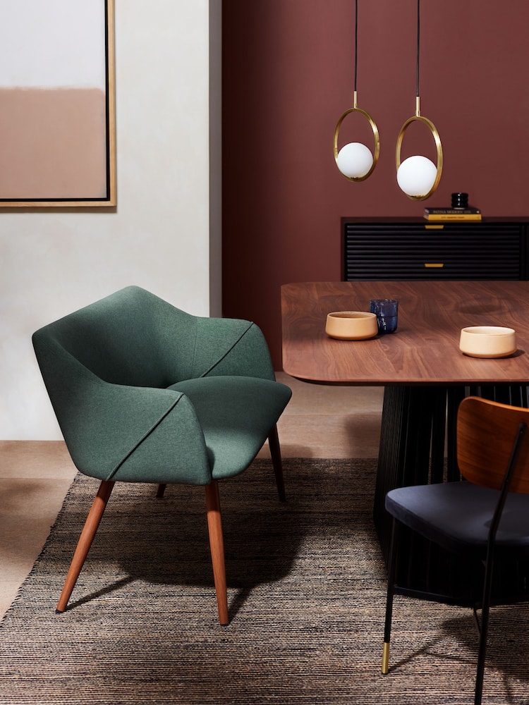 MADE.COM Bay Green and Walnut Legs Lule Dining Bench - Image 1 of 3