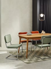 MADE.COM Set of 2 Jade Green with Dark Green Piping Parker Dining Chairs in Velvet - Image 1 of 3
