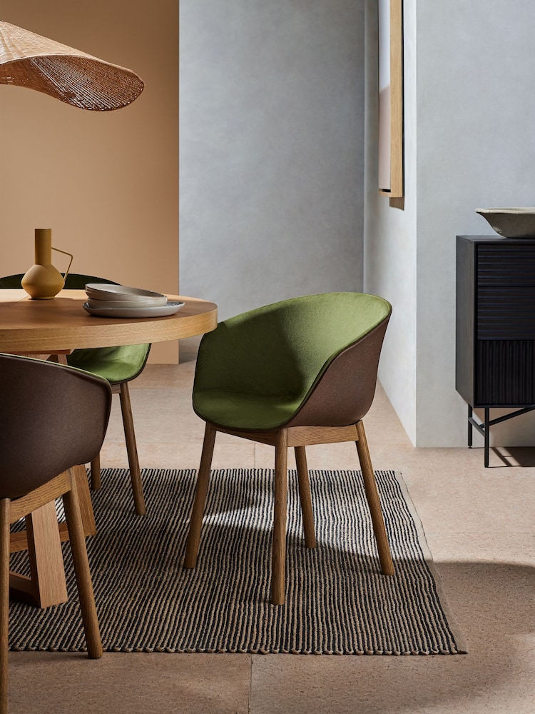 MADE.COM Brown and Green Velvet Helle Dining Chair - Image 1 of 4