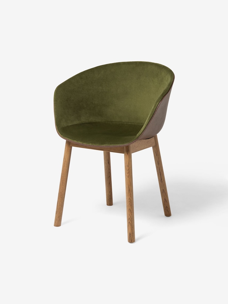 MADE.COM Brown and Green Velvet Helle Dining Chair - Image 4 of 4
