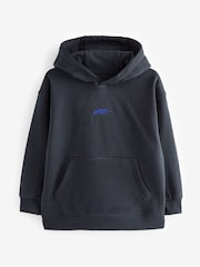 Navy Blue Plain Jersey Hoodie (3-16yrs) - Image 1 of 2