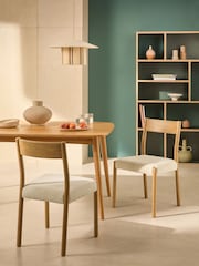 MADE.COM Set of 2 Natural and Off White Boucle Rhye Dining Chair - Image 1 of 5