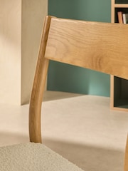 MADE.COM Set of 2 Natural and Off White Boucle Rhye Dining Chair - Image 2 of 5