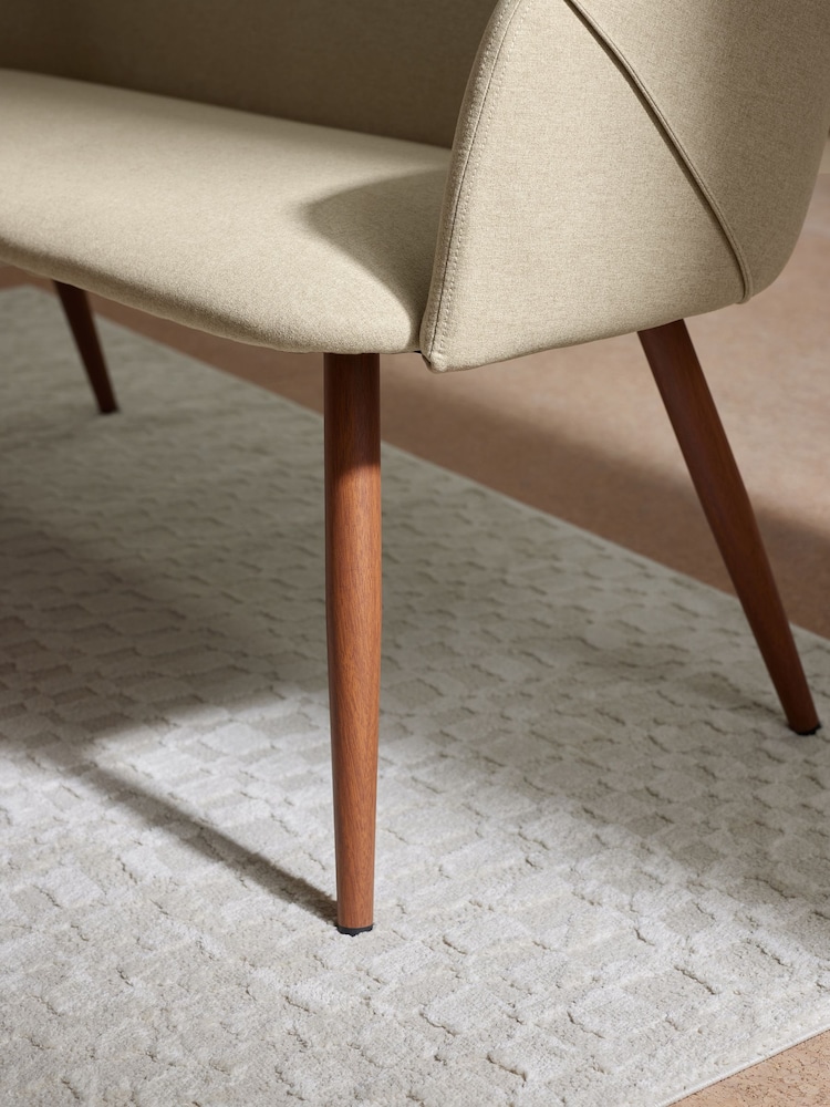 MADE.COM Ecru Marl and Walnut Lule Dining Bench - Image 4 of 4