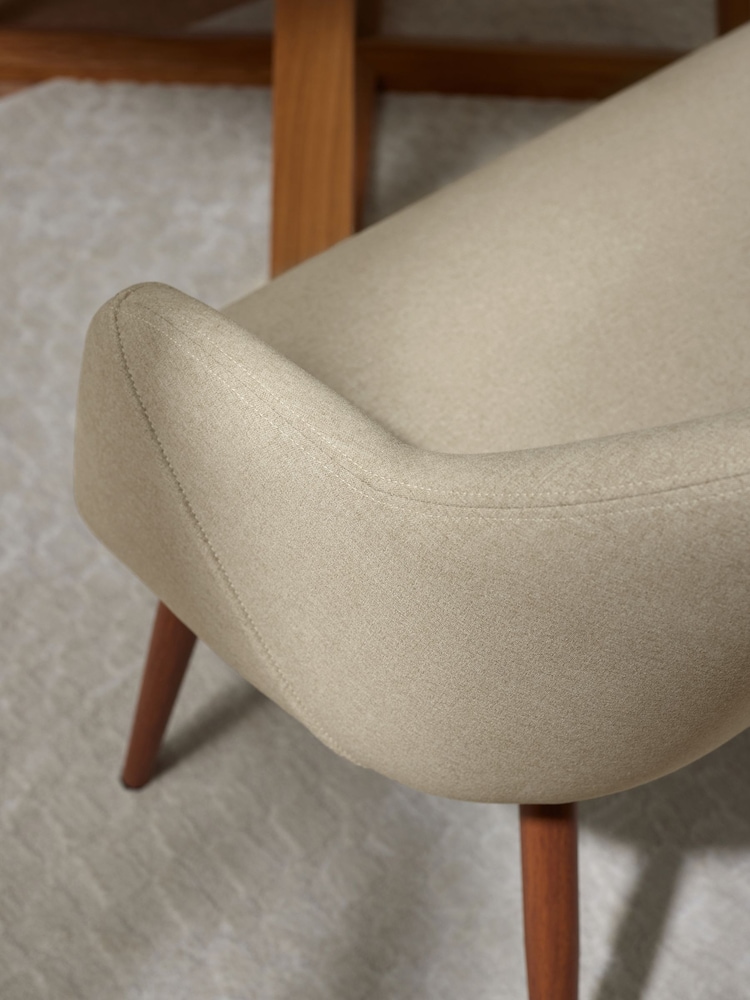 MADE.COM Ecru Marl and Walnut Lule Dining Bench - Image 4 of 4 MADE.COM Ecru Marl and Walnut Lule Dining Bench - Image 4 of 4