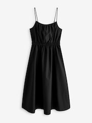 Black 100% Cotton Strappy Midi Dress - Image 5 of 6