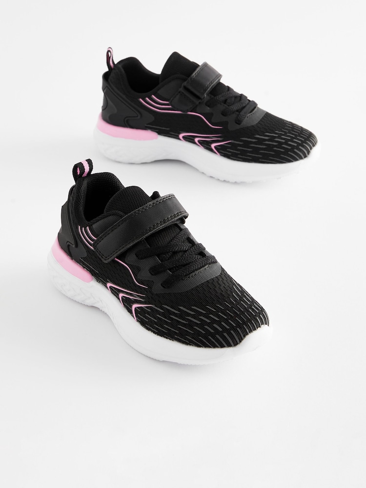 Black Elastic Lace-Up School Trainers - Image 1 of 5