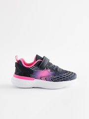 Navy/ Pink Elastic Lace-Up School Trainers - Image 2 of 5