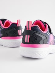 Navy/ Pink Elastic Lace-Up School Trainers - Image 3 of 5