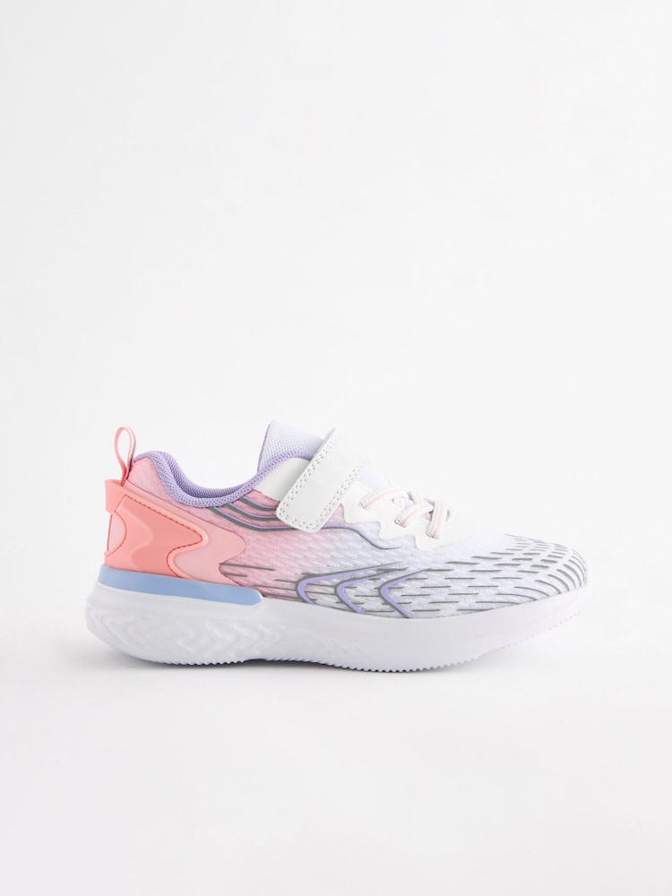 White/ Pink Elastic Lace-Up School Trainers - Image 2 of 5