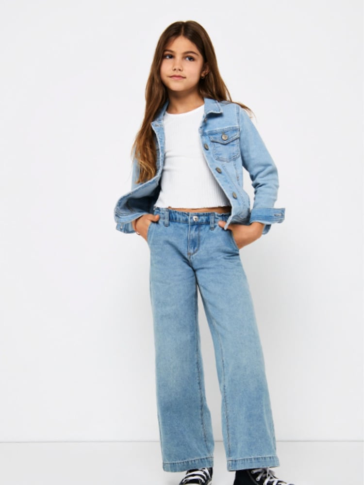 ONLY KIDS Blue Commet Wide Leg Elasticated Waist Jeans - Image 1 of 4