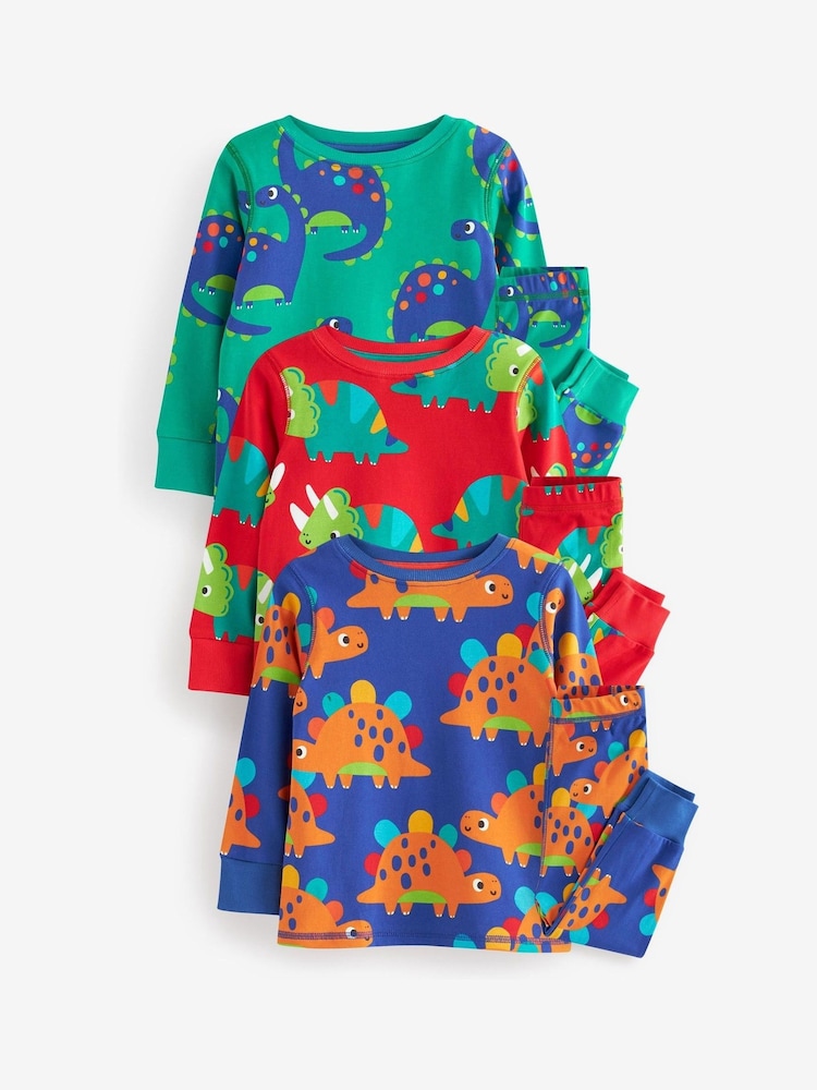 Multi Bright Dinosaur Snuggle Pyjamas 3 Pack (9mths-12yrs) - Image 2 of 8 Multi Bright Dinosaur Snuggle Pyjamas 3 Pack (9mths-12yrs) - Image 2 of 8