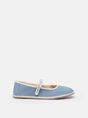 Joules Maddison Light Blue Canvas Mary Jane Shoes - Image 1 of 5