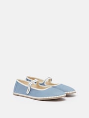 Joules Maddison Light Blue Canvas Mary Jane Shoes - Image 2 of 5