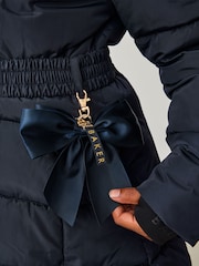 Baker by Ted Baker Navy Shower Resistant Padded Belted Skirt Coat - Image 6 of 13