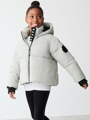 Baker by Ted Baker Shower Resistant Grey Short Branded Padded Coat - Image 1 of 15