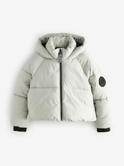 Baker by Ted Baker Shower Resistant Grey Short Branded Padded Coat - Image 10 of 15