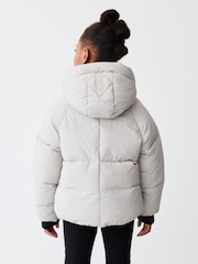 Baker by Ted Baker Shower Resistant Grey Short Branded Padded Coat - Image 3 of 15