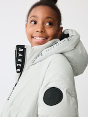 Baker by Ted Baker Shower Resistant Grey Short Branded Padded Coat - Image 8 of 15