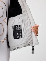 Baker by Ted Baker Shower Resistant Grey Short Branded Padded Coat - Image 9 of 15