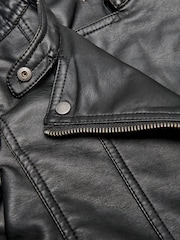 أسود - ONLY KIDS Faux Leather Biker Jacket - صورة 5 من 6