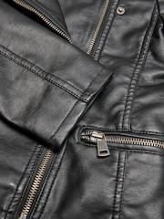أسود - ONLY KIDS Faux Leather Biker Jacket - صورة 6 من 6