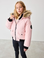 Baker by Ted Baker Pink Shower Resistant Hooded Bomber Jacket - Image 1 of 12