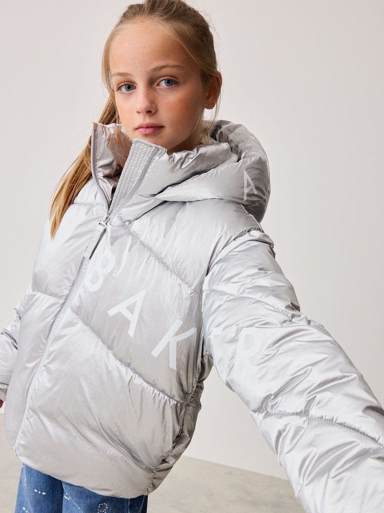 Baker by Ted Baker Silver Shower Resistant Branded Padded Coat - Image 1 of 18