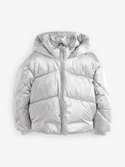 Baker by Ted Baker Silver Shower Resistant Branded Padded Coat - Image 11 of 18