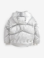 Baker by Ted Baker Silver Shower Resistant Branded Padded Coat - Image 12 of 18