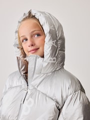 Baker by Ted Baker Silver Shower Resistant Branded Padded Coat - Image 2 of 18