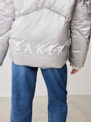 Baker by Ted Baker Silver Shower Resistant Branded Padded Coat - Image 3 of 18
