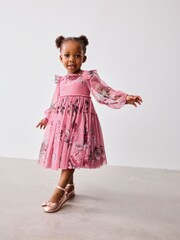 Różowa tiulowa sukienka Baker by Ted Baker z kwiatowym wzorem - Image 1 of 12