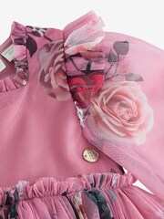 Różowa tiulowa sukienka Baker by Ted Baker z kwiatowym wzorem - Image 10 of 12
