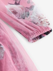 Różowa tiulowa sukienka Baker by Ted Baker z kwiatowym wzorem - Image 12 of 12