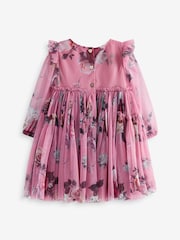 Różowa tiulowa sukienka Baker by Ted Baker z kwiatowym wzorem - Image 9 of 12